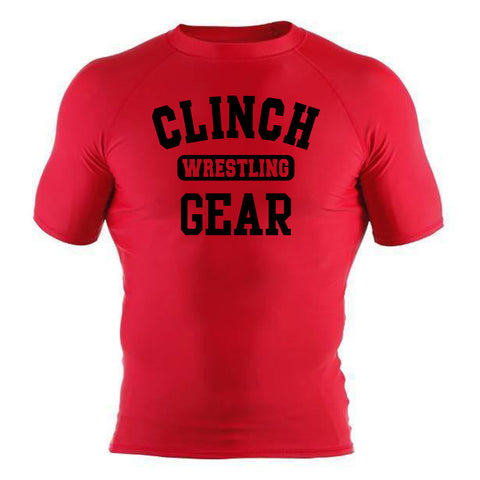 Clinch Gear Wrestling - Rash Guard - Short Sleeve - Red/Black