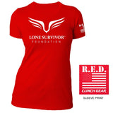 Women's Lone Survivor Foundation 2017 Crew Tee - Never Quit - R.E.D - Clinch Gear