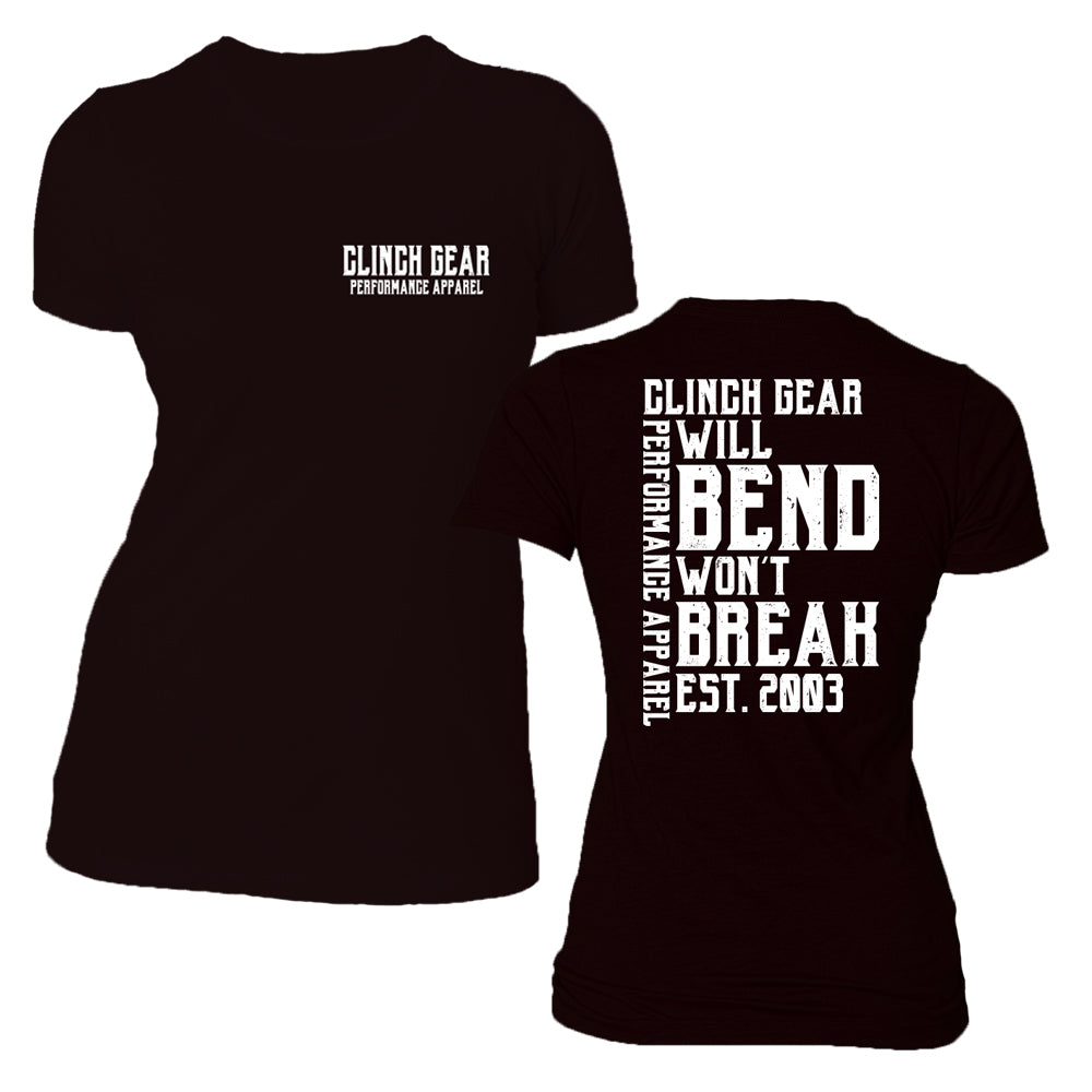 Clinch Gear - Will Bend Won't Break - Est. 2003 - Women's Crew - Black - Clinch Gear