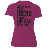 Clinch Gear - Will Bend Won't Break - Est. 2003 - Women's Crew - Lush - Clinch Gear