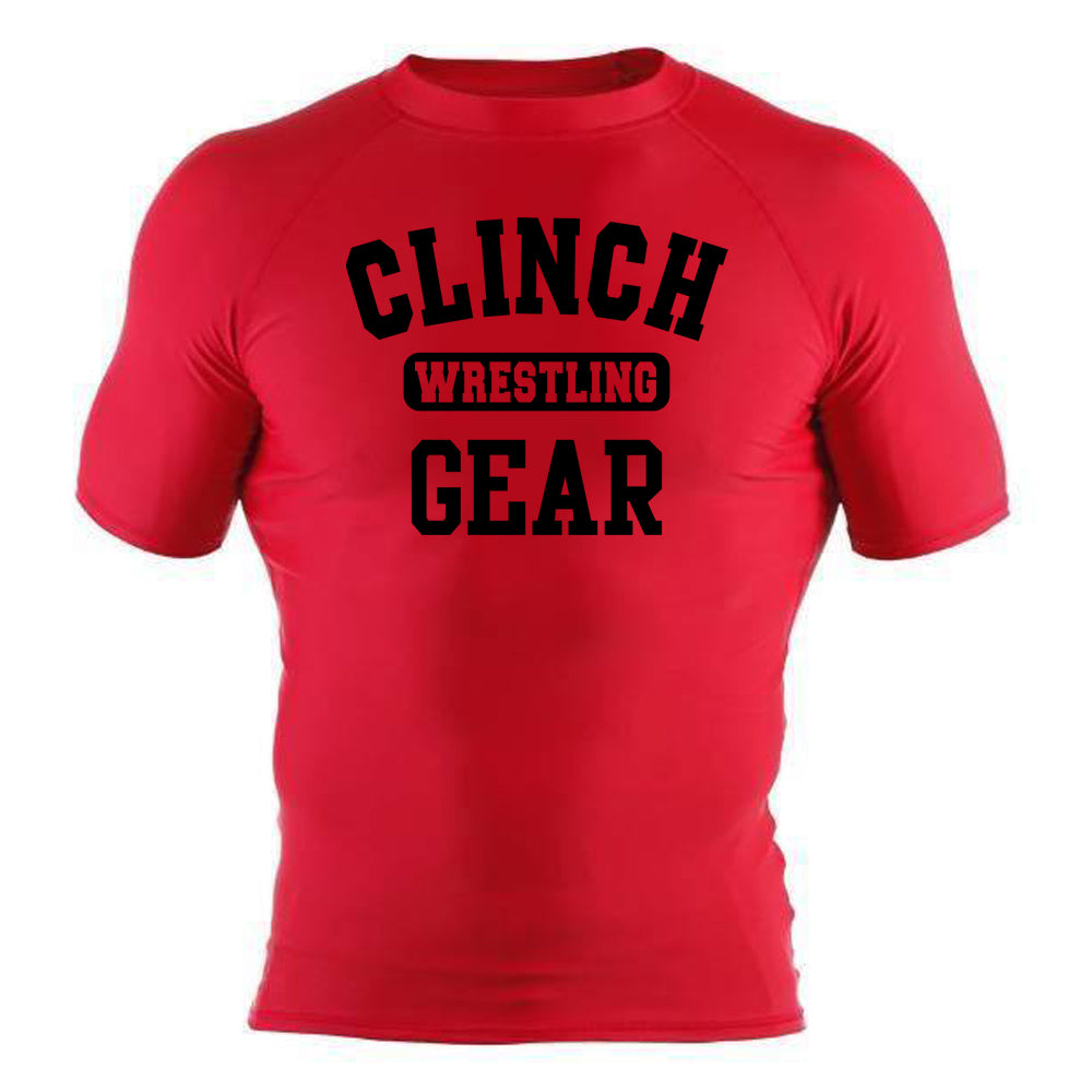 Clinch Gear Wrestling - Rash Guard - Short Sleeve - Red/Black