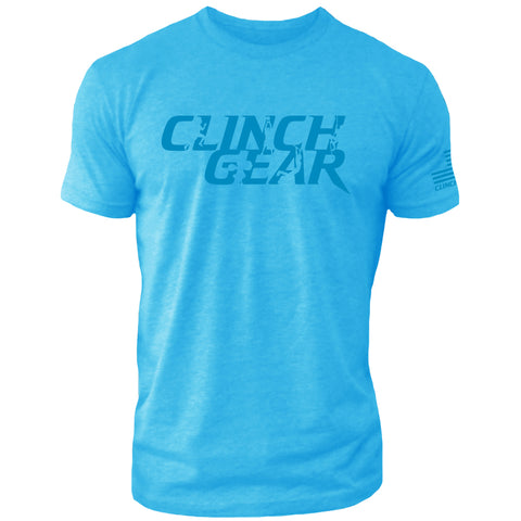 Clinch Gear Stacked – Crew Tee – Turquoise/Blue